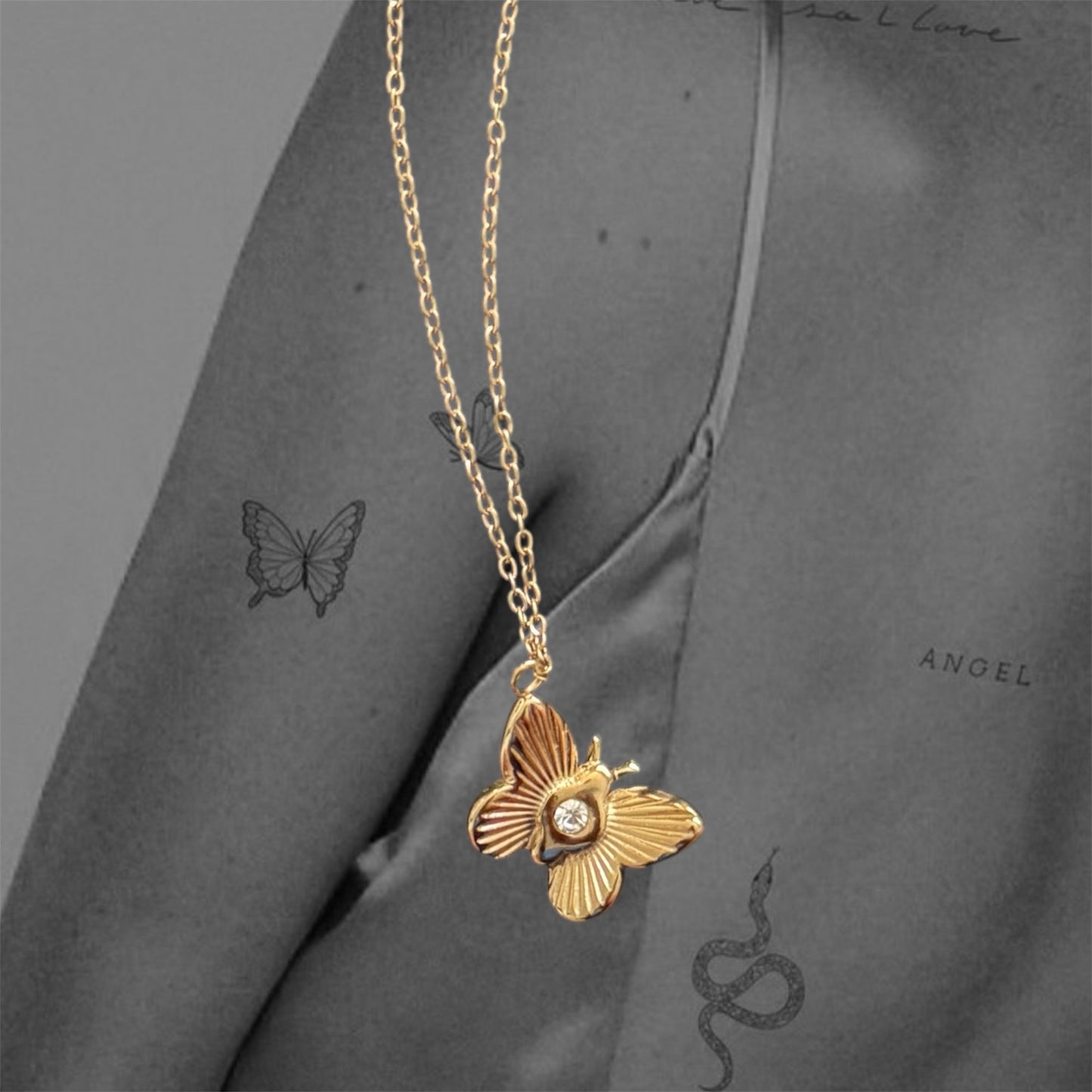 Stone Heart Papillon Necklace