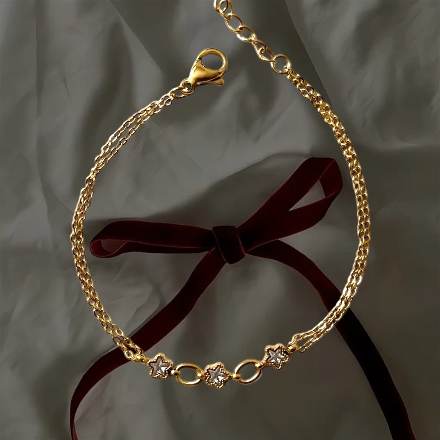 Three Star Double Chain Bracelet